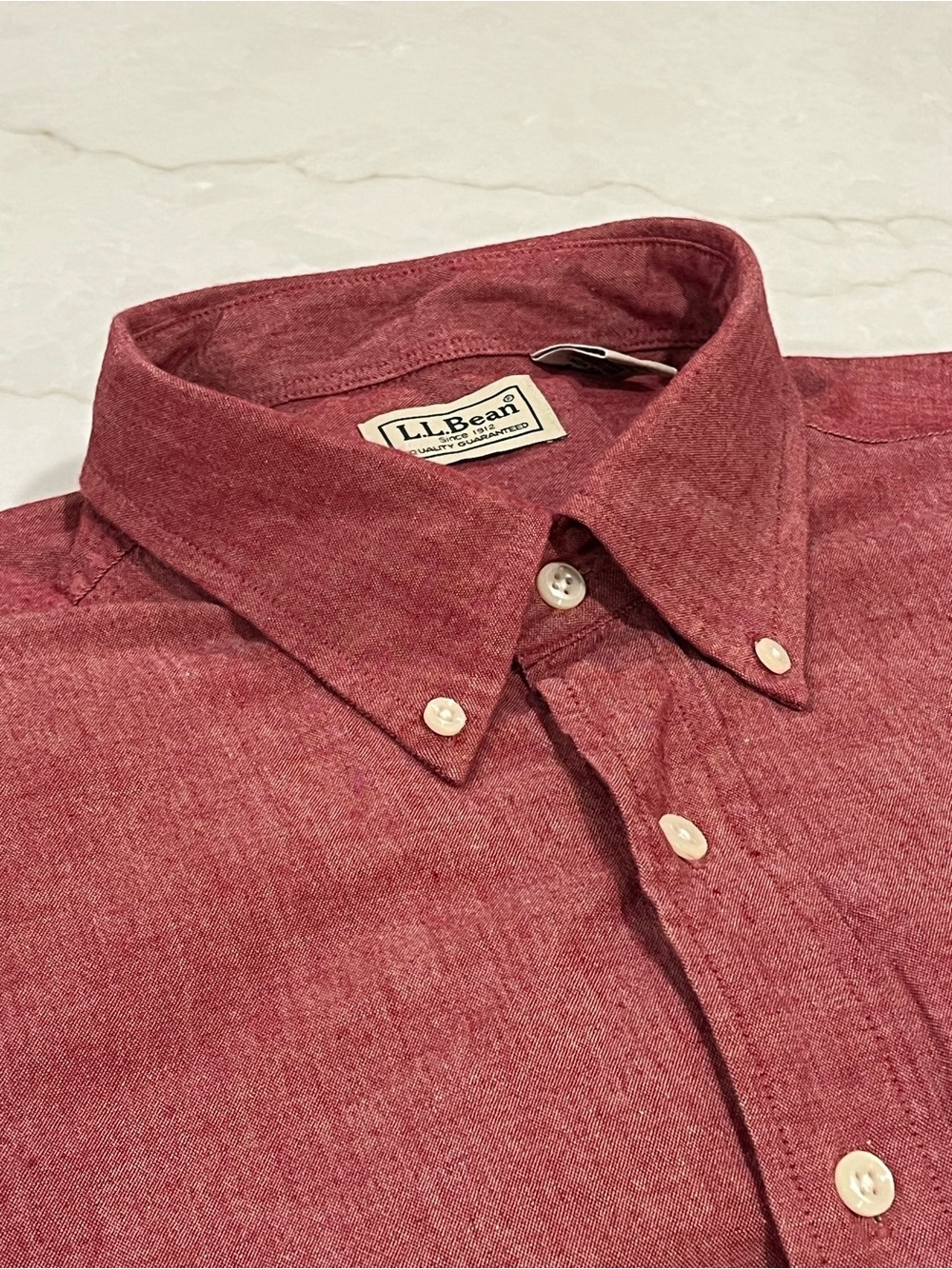 Vintage 90s L.L. Bean Heathered Red Cotton Oxford Shirt Mens L-REG